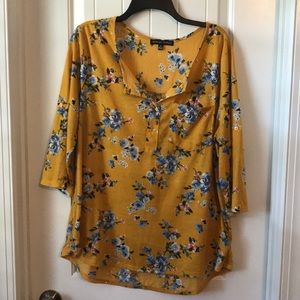 Mustard floral blouse